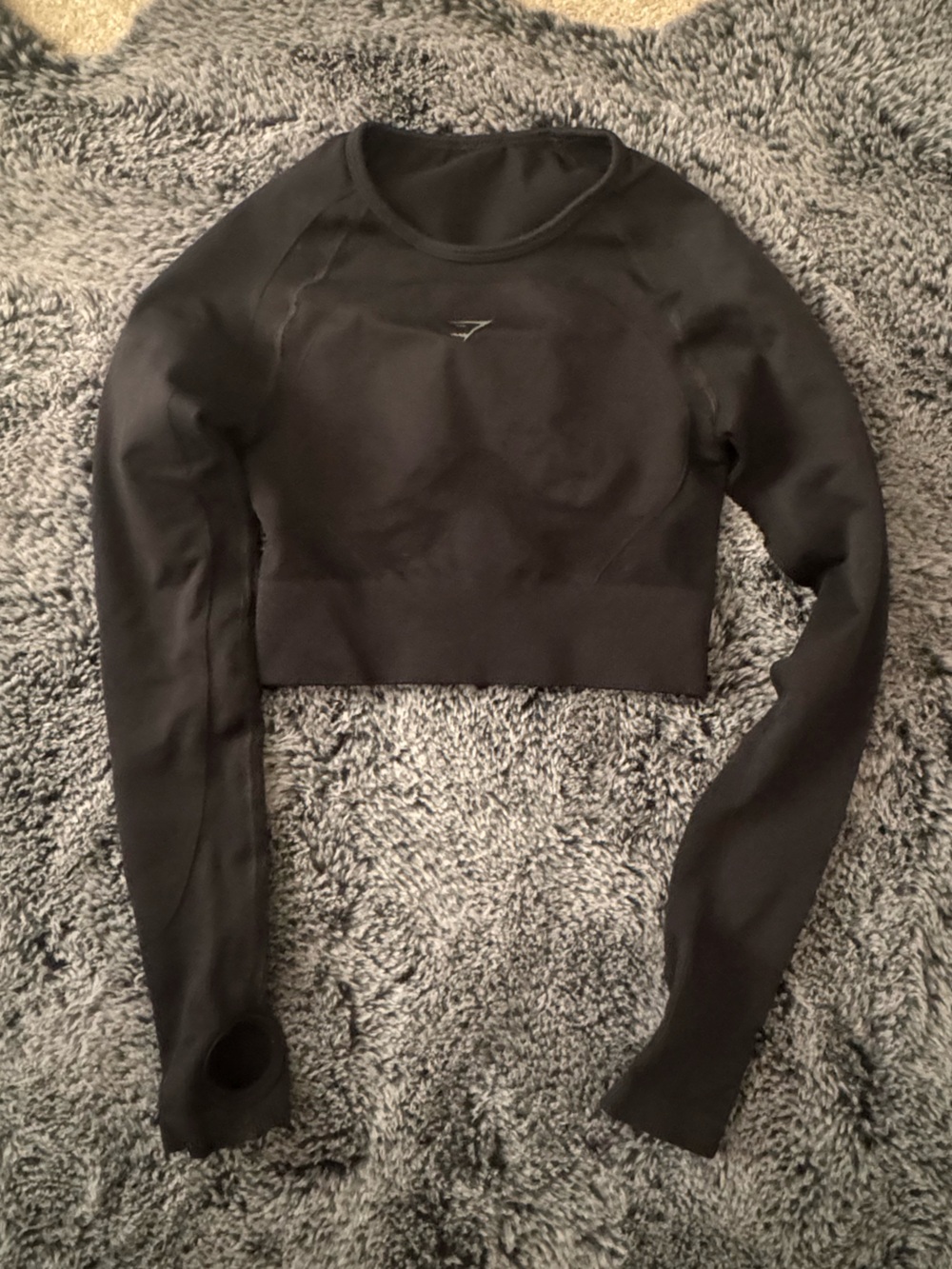 Gymshark Black Cropped Seamless Long-Sleeve Top
